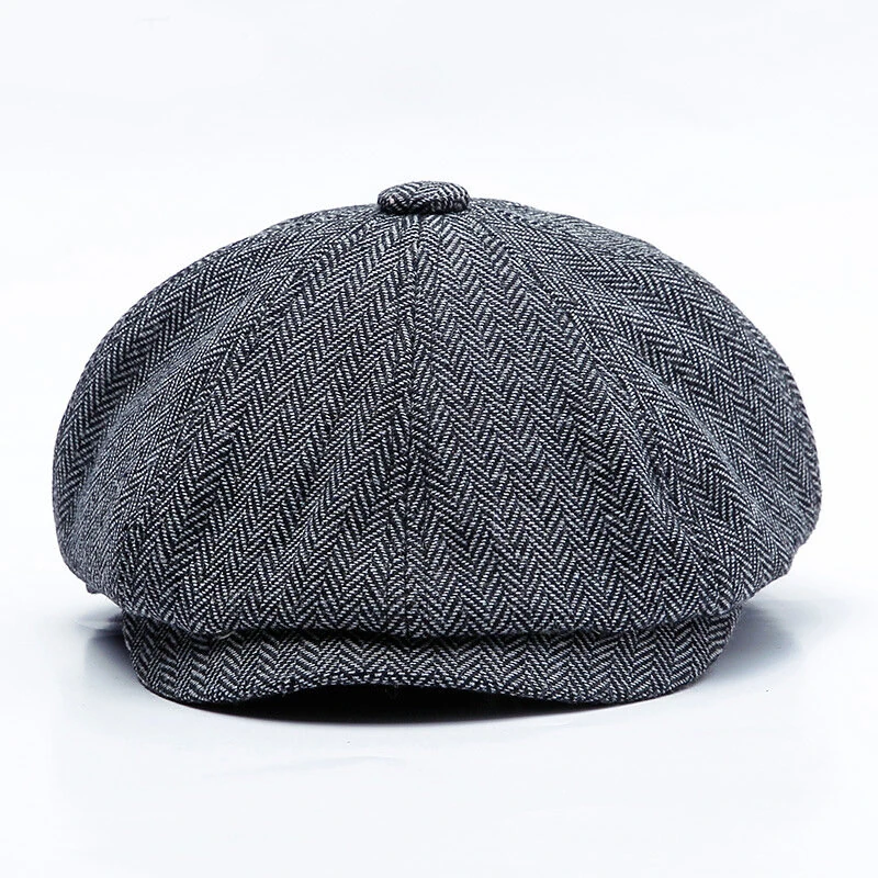 (image for) Collrown Classic Vintage Octagonal Cap Men Hat Newsboy Cap Women Casual Beret Hat Flat Peaked Caps for Autumn Winter