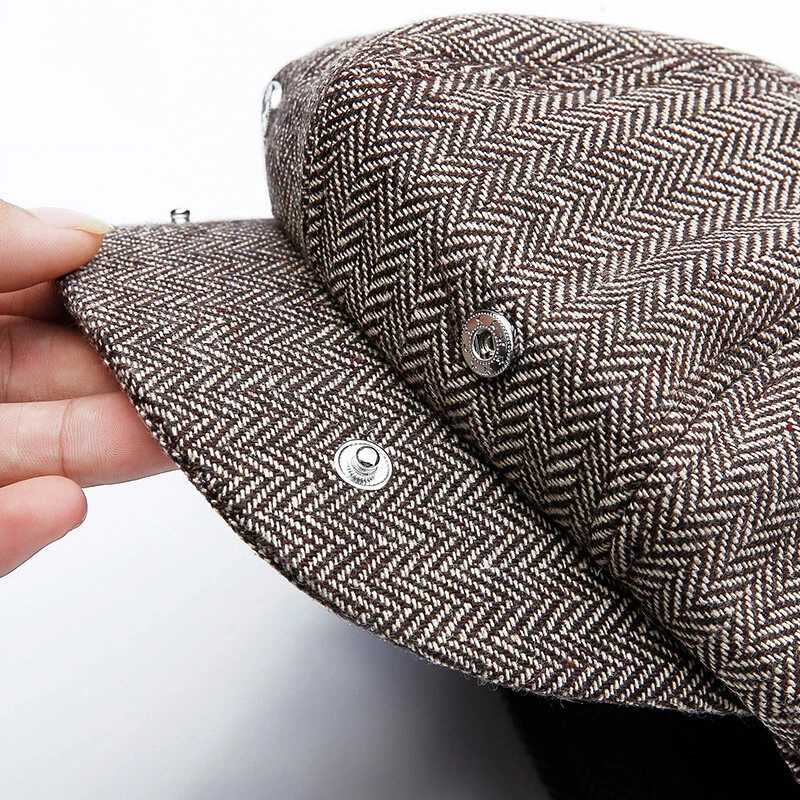 (image for) Collrown Classic Vintage Octagonal Cap Men Hat Newsboy Cap Women Casual Beret Hat Flat Peaked Caps for Autumn Winter