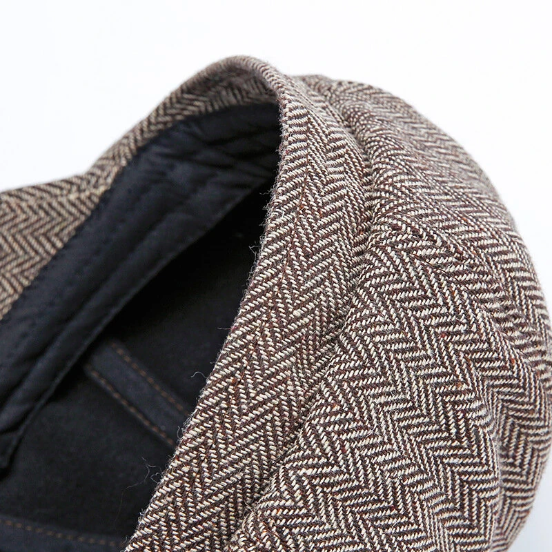 (image for) Collrown Classic Vintage Octagonal Cap Men Hat Newsboy Cap Women Casual Beret Hat Flat Peaked Caps for Autumn Winter