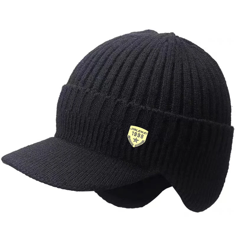 (image for) Collrown Men Winter Knitted Hat Outdoor Cycling Ear Protection Warmth Peaked Cap Riding Thick Earmuffs Beanie Hats